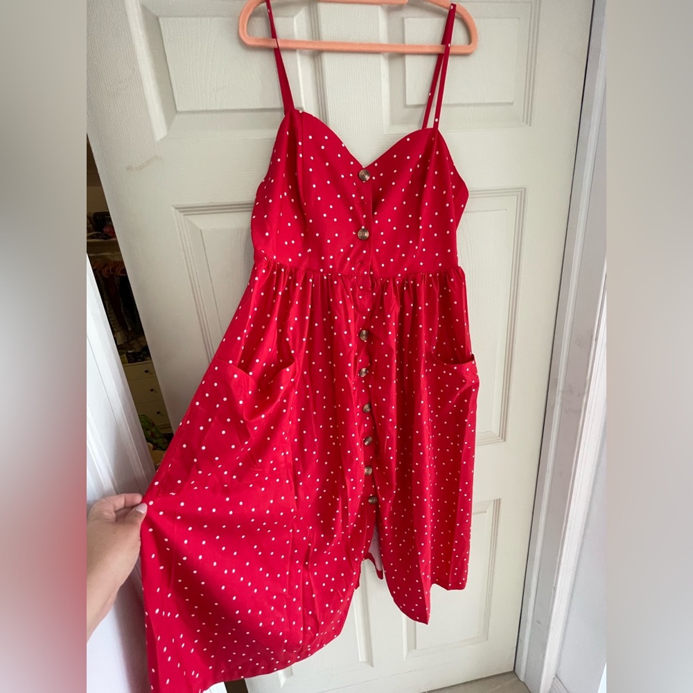 Red and White polka dots dress